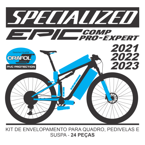 Kit de Envelopamento Protetivo PVC (brilho)  Specialized Epic Comp, Expert ou Pro Carbon - Tam. 2021/2022/2023 - Tam. M