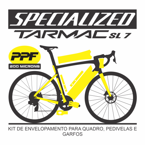 Kit de Envelopamento Protetivo PPF (brilho) Specialized Tarmac SL 7 - Mod. 2022-2023-2024-2025 - Tam. 54