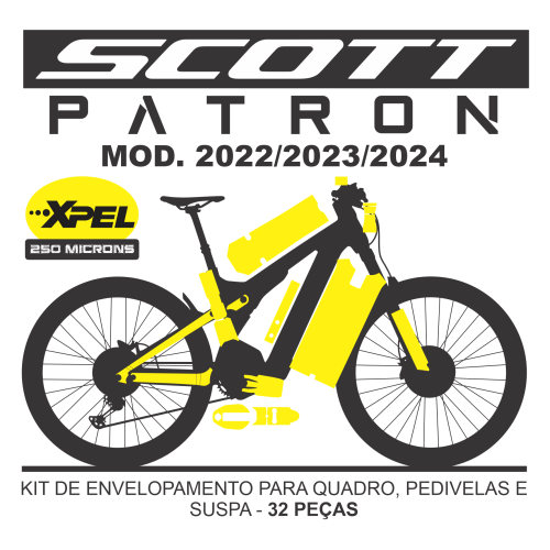 Kit de Envelopamento Protetivo PPF (brilho) Scott E-Ride Patron - Mod. 2022/2023/2024 - Tam. G
