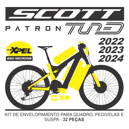 Kit de Envelopamento Protetivo PPF - Scott E-Ride Patron Tuned - Mod. 2022/2023/2024 - Tam. M