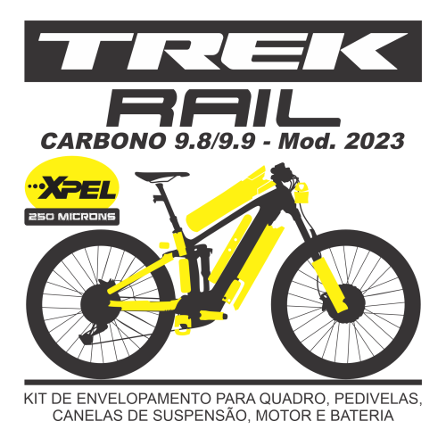 Kit de Envelopamento Protetivo PPF (brilho) Trek Rail 9.8 - Tam. L - Mod. 2022/2023