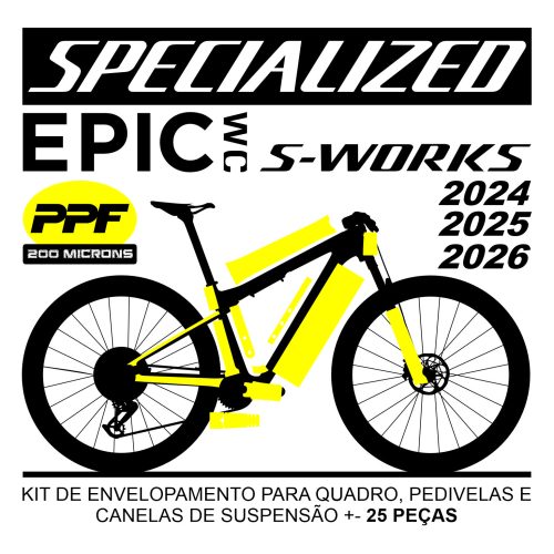 Kit de Envelopamento Protetivo PPF (brilho) Specialized Epic World Cup S-Works - Mod. 2023-2024-2025-2026 - Tam. L