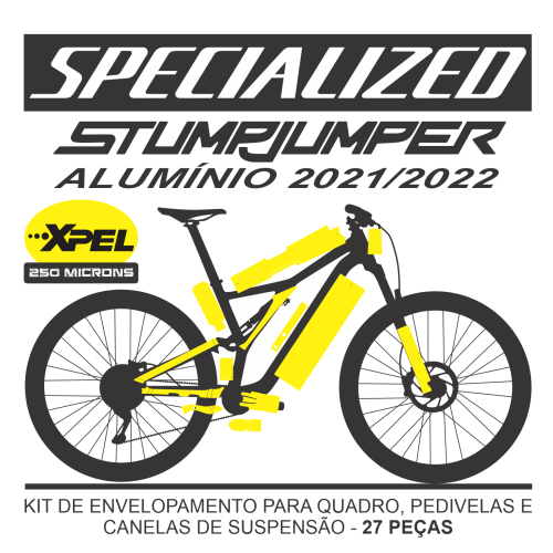 Kit de Envelopamento Protetivo PPF (brilho) Specialized Stumpjumper ST aluminio - Mod. 2021/2022 - Tam. S3