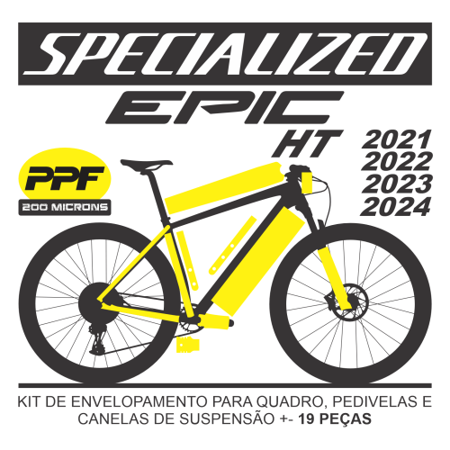Kit de Envelopamento Protetivo PPF (brilho) Specialized Epic HT Carbon - Mod. 2021-2022-2023-2024 - Tam. L