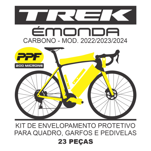 Kit de Envelopamento Protetivo PPF (brilho) Trek Emonda Carbono - Mod. 2022-2023-2024 - Tam. 54