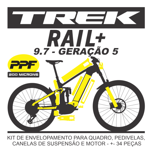 Kit de Envelopamento Protetivo PPF (brilho) Trek Rail+ 9.7 - Geração 5 - Tam. M
