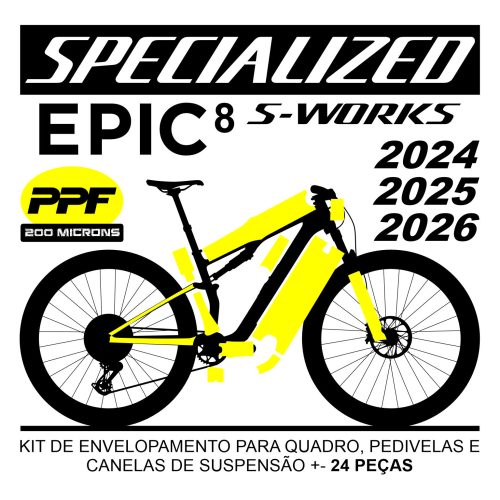 Kit de Envelopamento Protetivo PPF (brilho) Specialized Epic 8 S-Works - Mod. 2024-2025-2026 - Tam. L