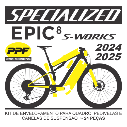 Kit de Envelopamento Protetivo PPF (brilho) Specialized Epic 8 S-Works - Mod. 2024-2025 - Tam. L