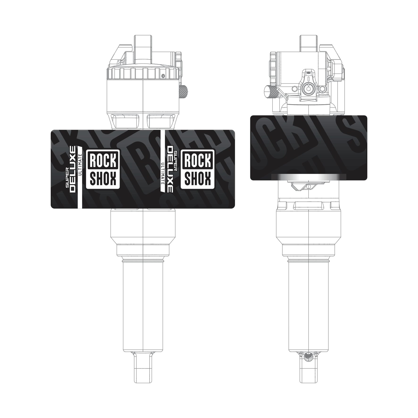 Adesivos de Customização para Shock Rockshox Super Deluxe Ultimate 56 mm (orientação A) - Mod. 2023/2024/2025/2026 - Cores Sólidas (cópia) - Imagem 2