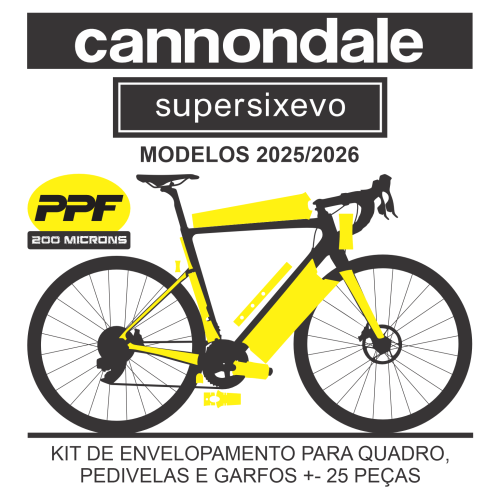 Kit de Envelopamento Protetivo PPF Cannondale Supersix Evo - Mod. 2025-2026 - Tam. 51