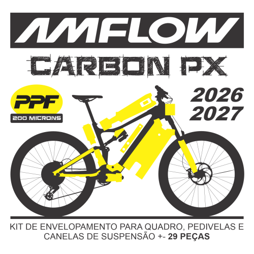 Kit de Envelopamento Protetivo PPF (brilho) Amflow PX - Versões Carbono - Mod. 2024-2025 - Tam. L