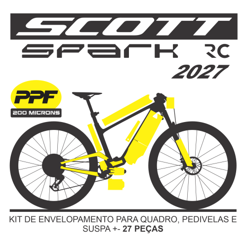 Kit de Envelopamento Protetivo PPF (brilho) + PPF (fosco) Scott Spark RC - Modelo 2027 - Tam. L