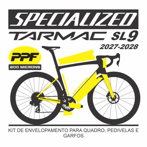 Kit de Envelopamento Protetivo PPF (brilho) Specialized Tarmac SL 9 S-Works - Mod. 2027-2028 - Tam. 54